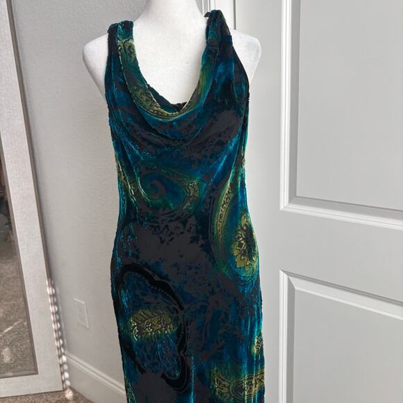 VTG Patra Women’s Velvet Burnout Dress 12 Cowl Neck Whimsigoth Vamp Y2K - Picture 11 of 13